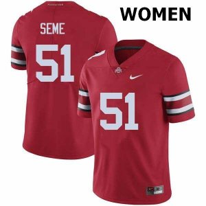 NCAA Ohio State Buckeyes Women's #51 Nick Seme Red Nike Football College Jersey LHG3145KX